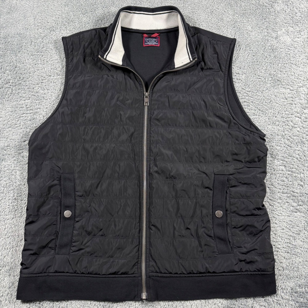 UNTUCKit Rebullo Vest Mens XL Black Quilted Puffer Hybrid Full Zip Golf Outdoor